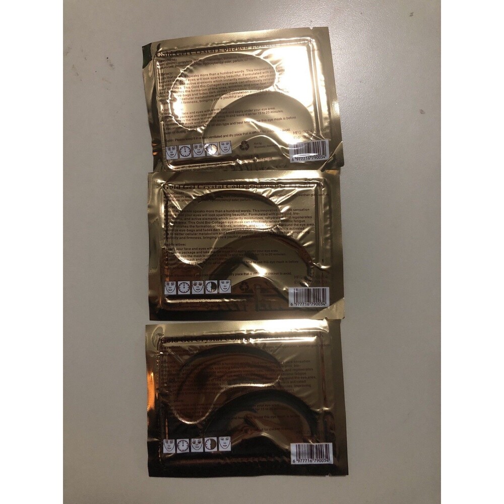 Eye Mask Crystal Collagen Gold 3 Pack New Sealed - Picture 2 of 2
